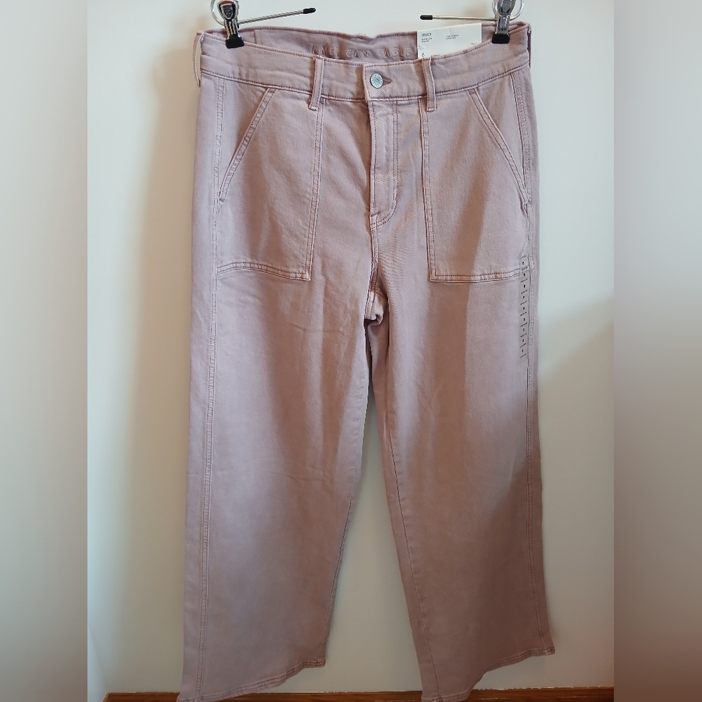 American Eagle Wide-Leg Skater Jean - 8R / 29W - Blush Mauve Pink - NEW